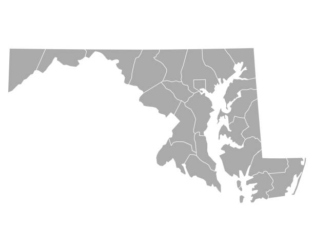 illustrazioni stock, clip art, cartoni animati e icone di tendenza di mappa del maryland - maryland state