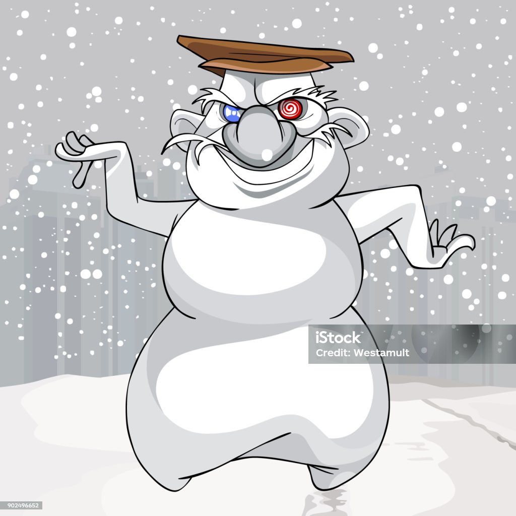 Cartoon Dancing Snowman With A Big Nose And A Cap Stock Illustration -  Download Image Now - Illustration, Large, Men - iStock