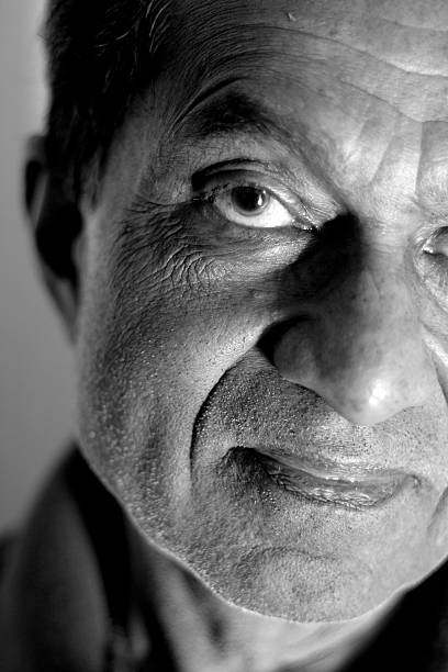istock Indian Senior Citizen in a different mood Black and White 90249919