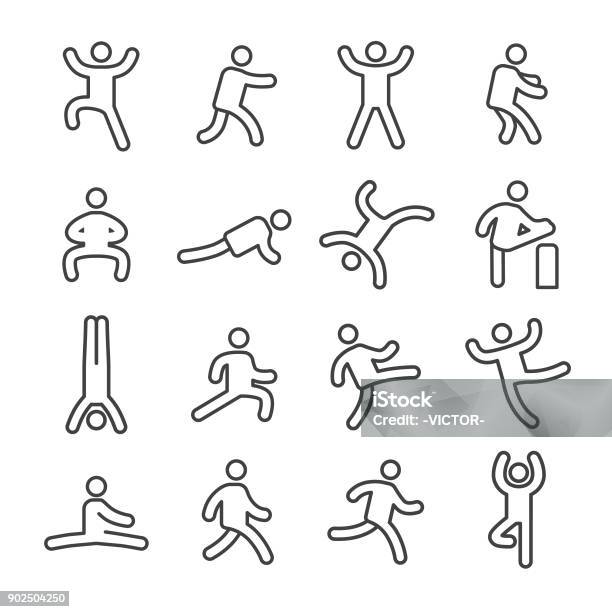 Human Action Icons Line Series Stock Illustration - Download Image Now - Icon Symbol, Pushing, People
