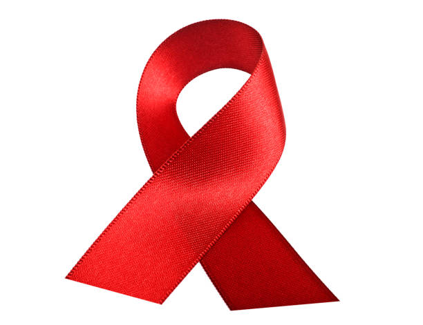 istock Red AIDS awareness ribbon isolated on white background 902505006