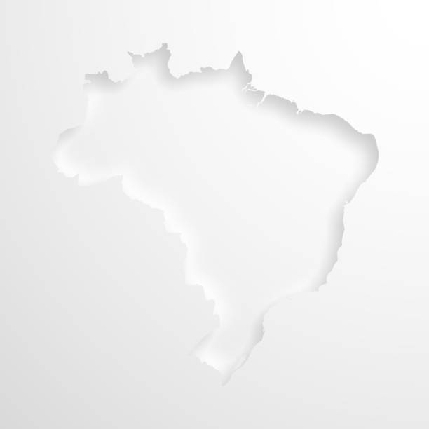 ilustrações, clipart, desenhos animados e ícones de mapa do brasil com efeito papel gravado no fundo em branco - mapa brazil 3d