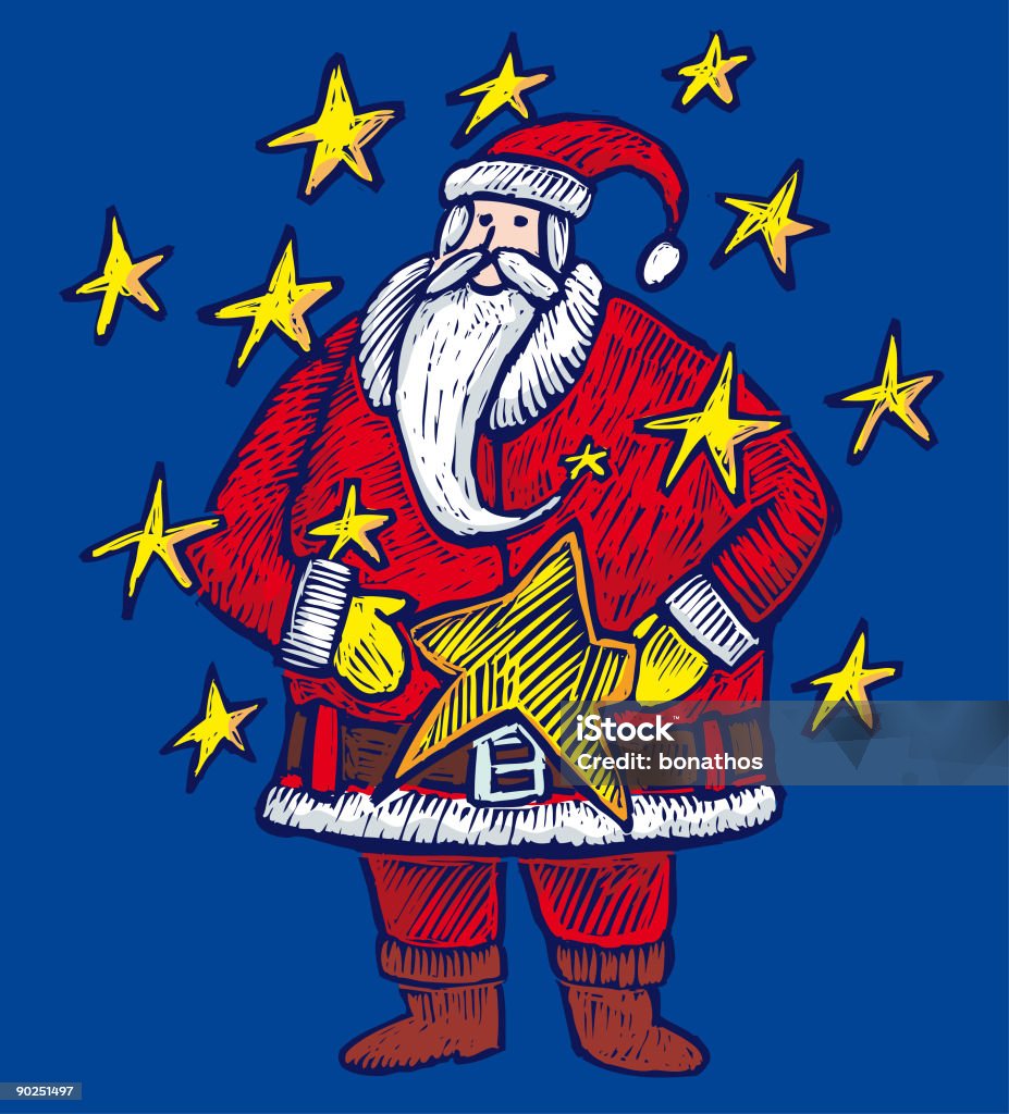 Santa Claus within stars  Beard stock illustration