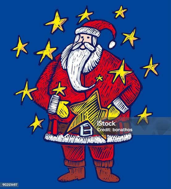Santa Claus Within Stars Stock Illustration - Download Image Now - Beard, Celebration, Cheerful