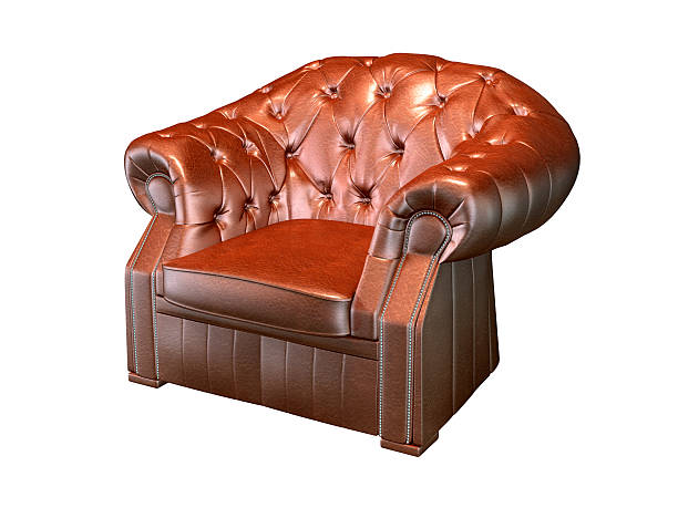 Old styled brown vintage armchair isolated on white background