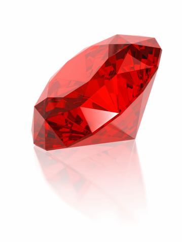 Red diamond isolated on white. 3D render.