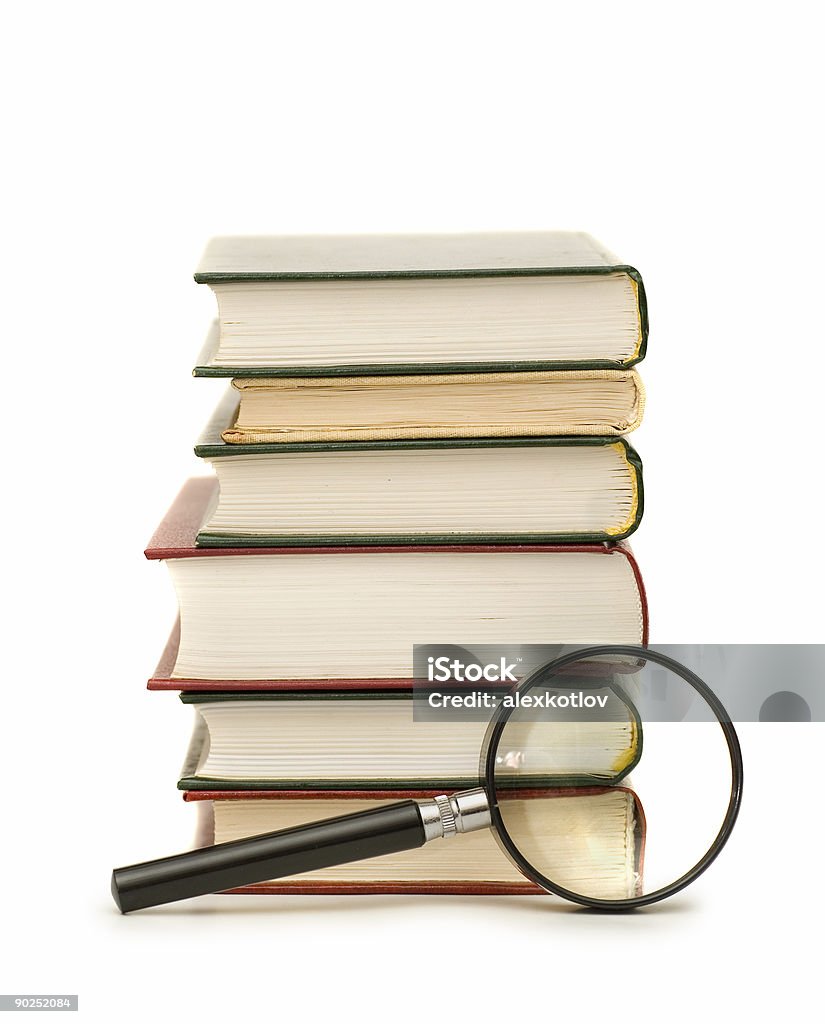 Magnifying Glass Near Books  Book Stock Photo