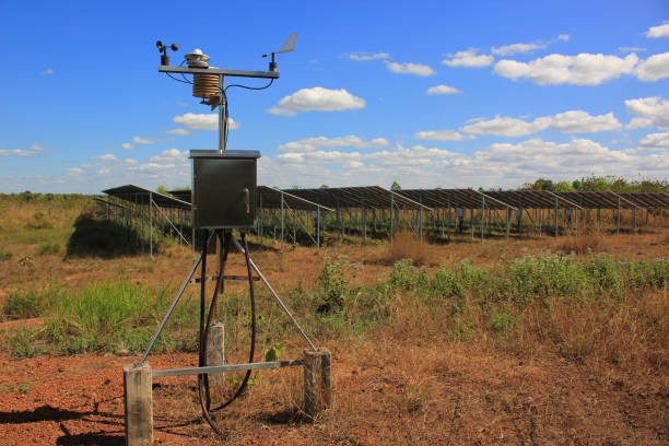 istock Natural warning system at solar power plant on blue sky, bridge warning signs 902527850