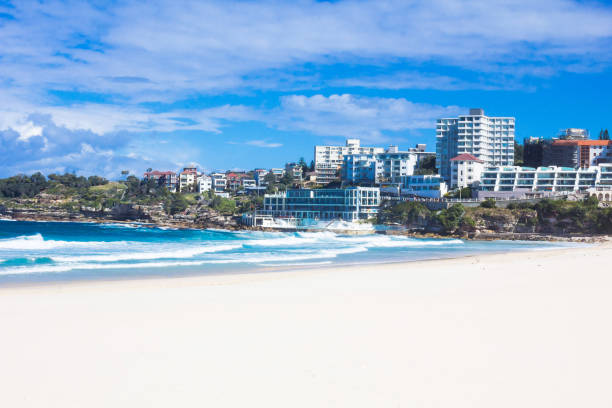 istock Holiday in Australia - Bondi Beach view with blue sky 902529386