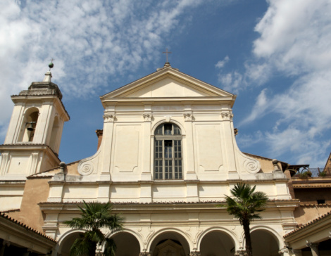 Facade of San Clemente church in Rome, Italy