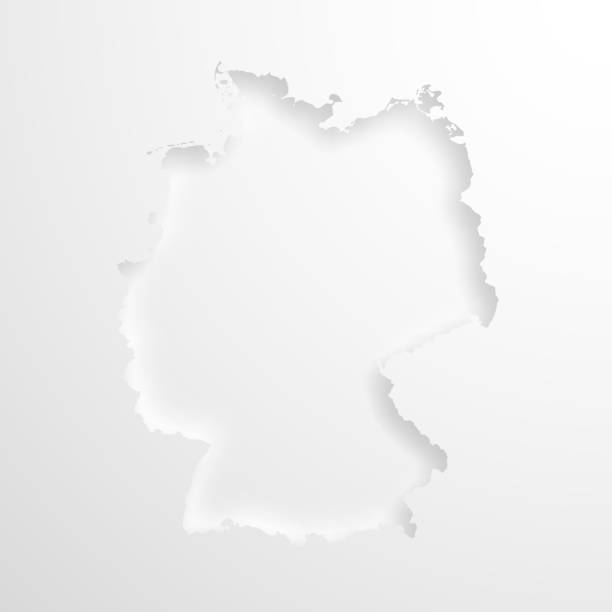 deutschland karte mit geprägtem papier wirkung auf leeren hintergrund - deutschlandkarte stock-grafiken, -clipart, -cartoons und -symbole