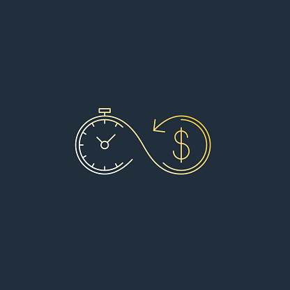 Time is money. Savings account, time is money, business and finances icon, retirement account, vector linear illustration