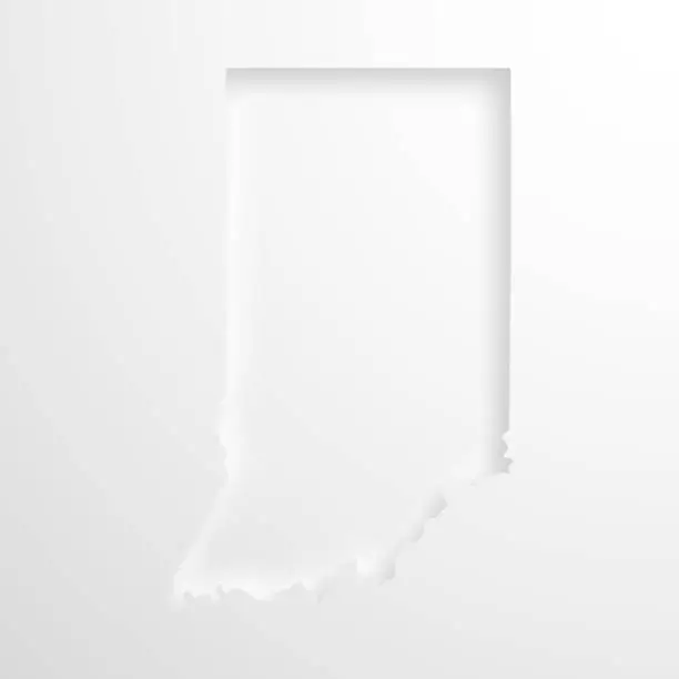 Vector illustration of Indiana map with embossed paper effect on blank background