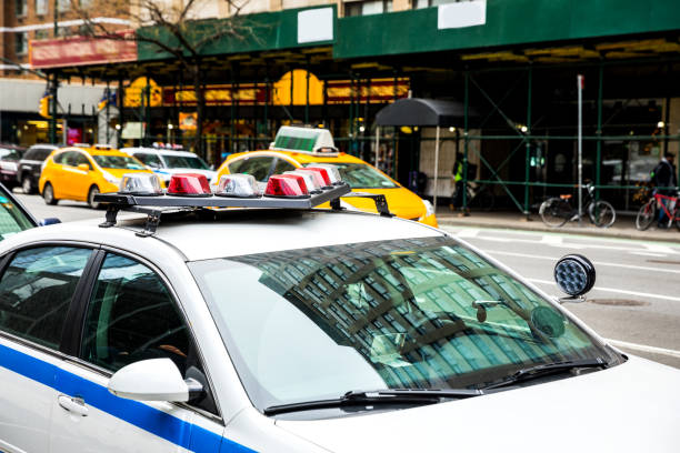 Police car patrolling in New York