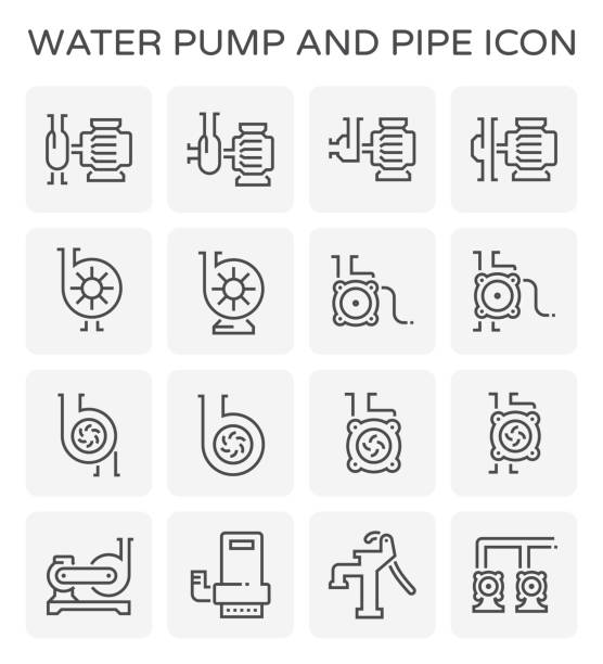 ikona pompy wody - pipe water pipe pipeline steel stock illustrations