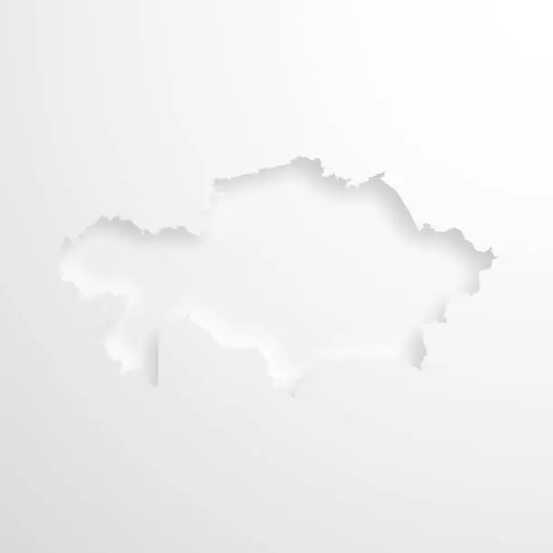 Vector illustration of Kazakhstan map with embossed paper effect on blank background