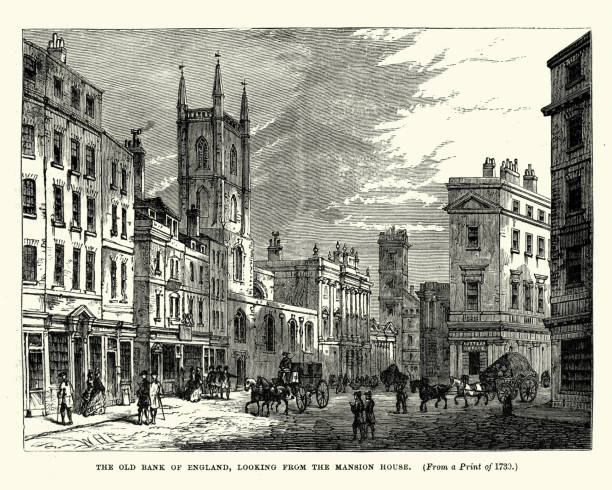 старый банк англии, лондон, 18 век - bank of england stock illustrations