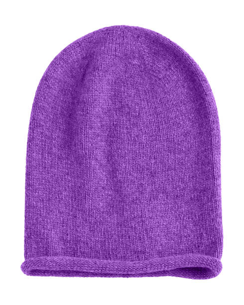 istock Violet long beanie autumn hat isolated 902584068