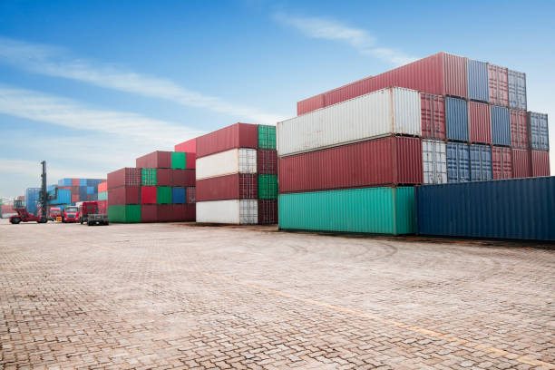 Industrial Container yard for Logistic Import Export business stock photo