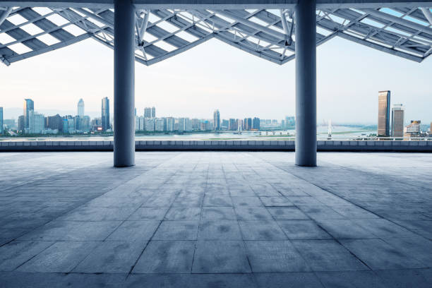 istock cityscape of modern city at dawn from empty floor 902590654