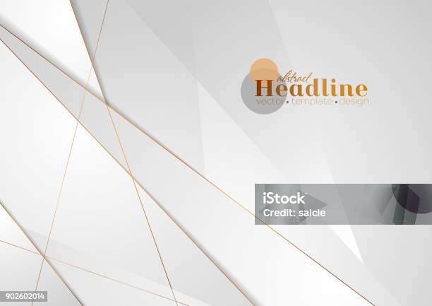 Grey Silver Abstract Luxury Background With Bronze Outlines Stock Illustration - Download Image Now