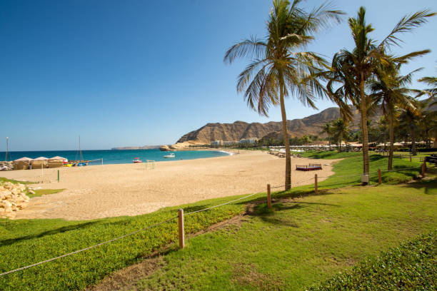 Oman Muscat Coast Landscape at Barr Al Jissah stock photo