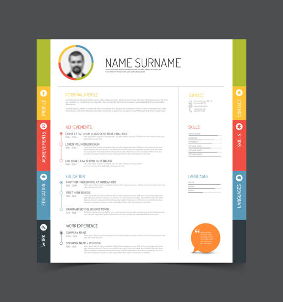 64 800 Resume Drawing Stock Illustrations - Resume Template Postrani Pruhy 