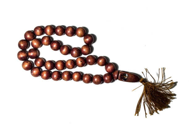 istock Vintage wooden beads without a cross on a white background 902626238