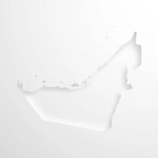 Vector illustration of United Arab Emirates map with embossed paper effect - Blank background