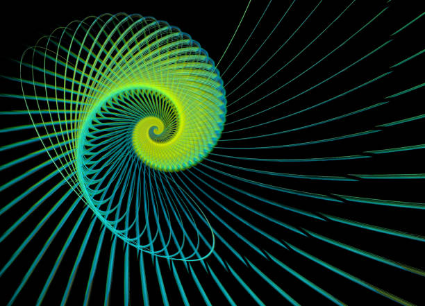 Abstract illustration of a fractal spiral pattern on black background