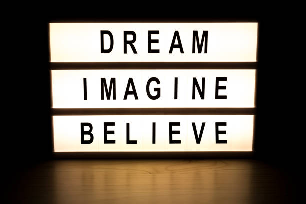 istock Dream imagine believe light box sign board 902643822