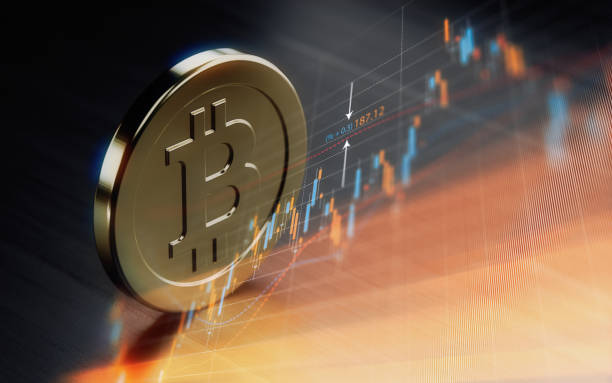 Bitcoin  Symbol Over Financial Chart - Crypto Currency Concept