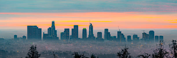 istock Los Angeles Skyline with Fog at Dawn 902648086