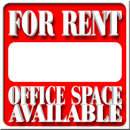 For Rent, White Copy Space, 3D Illustration, Isolated Against the Red Background.