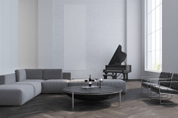 istock White living room, sofa and piano 902651480