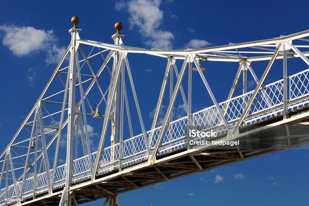 suspension bridge Jefferson avenue footbridge Springfield Mo. Missouri Stock Photo