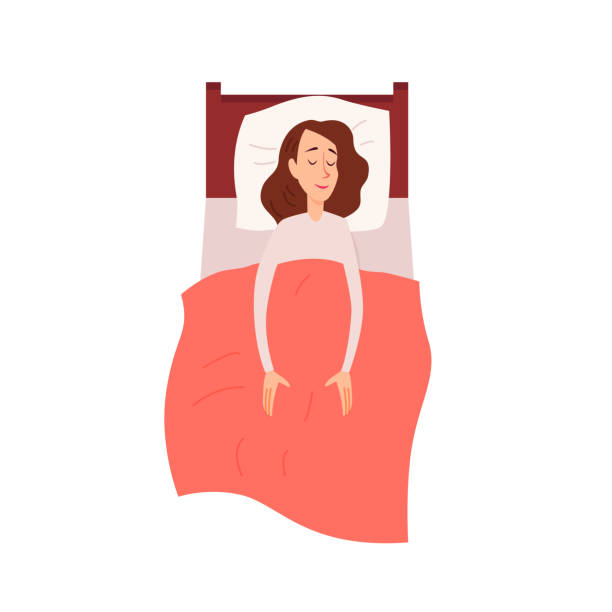 ilustrações de stock, clip art, desenhos animados e ícones de woman sleeping or dreaming having a rest lying on couch top view - dormir ilustrações