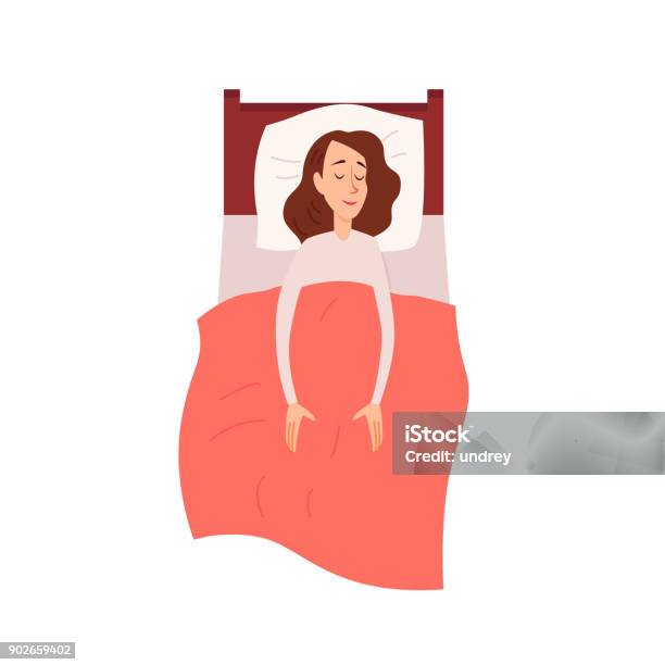 Woman Sleeping Or Dreaming Having A Rest Lying On Couch Top View Stock Illustration - Download Image Now