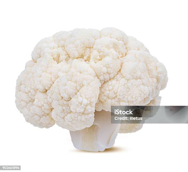 Cauliflower Isolated On White Stock Photo - Download Image Now - Cauliflower, Cut Out, White Color