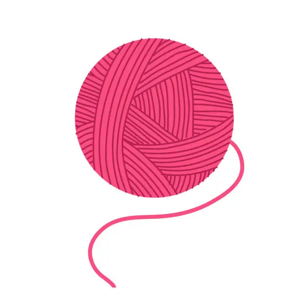 Vector illustration of A skein of pink yarn.