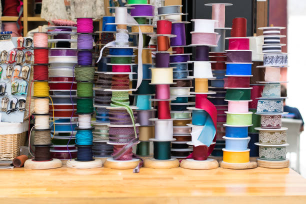 istock Grosgrain and another type of ribbons in a haberdashery. 902666482