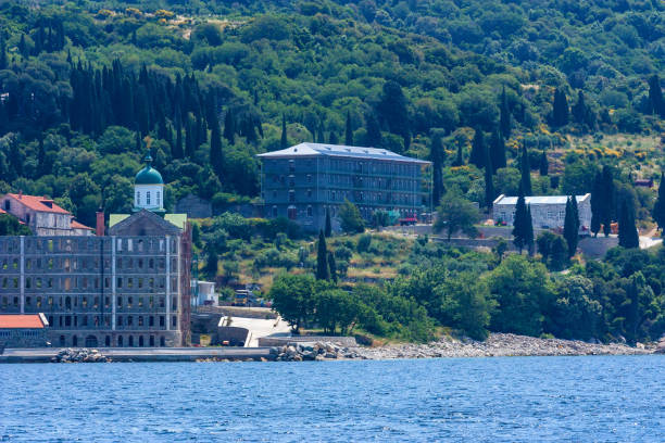 istock Russian St. Pantaleon monastery at Mount Athos 902669148