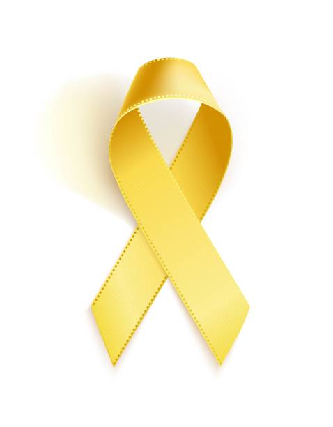 bildbanksillustrationer, clip art samt tecknat material och ikoner med barndomen cancer awareness ribbon. - gul