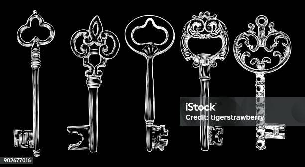 Ornamental Medieval Vintage Keys Set With Intricate Design