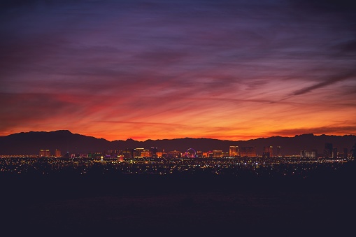 World Famous Sin City. Las Vegas Nevada, United States of America. City Panorama at Dusk.