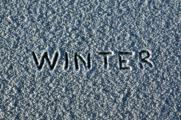 texture of the snow with inscription