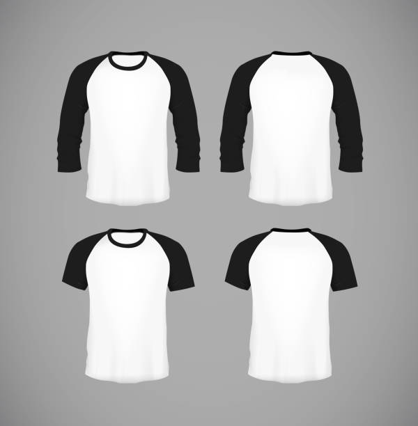 istock Men's slim-fitting short sleeve baseball shirt set. Black Mock-up design template for branding. 902712202