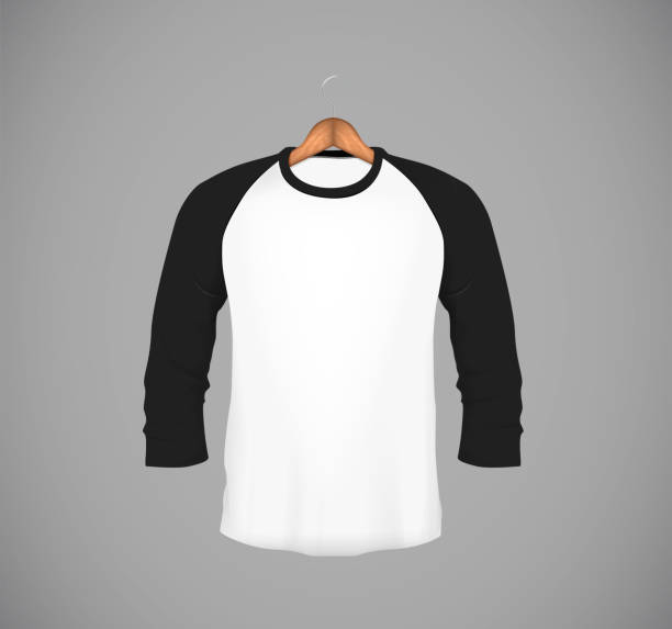 istock Men's slim-fitting long sleeve baseball shirt with wood hanger. Black Mock-up design template for branding. 902712268