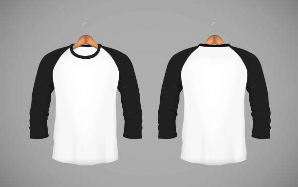 istock Men's slim-fitting long sleeve baseball shirt with wood hanger. Black Mock-up design template for branding. 902712288