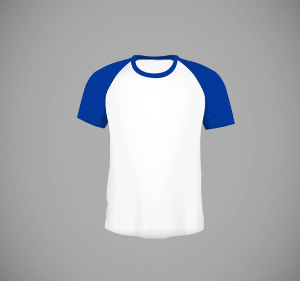 istock Men's slim-fitting short sleeve baseball shirt. Blue Mock-up design template for branding. 902712342